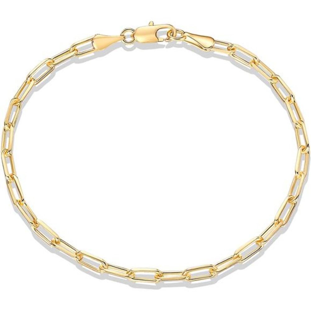 Women's 14K Gold Plated Paperclip Chain Adjustable Bracelet